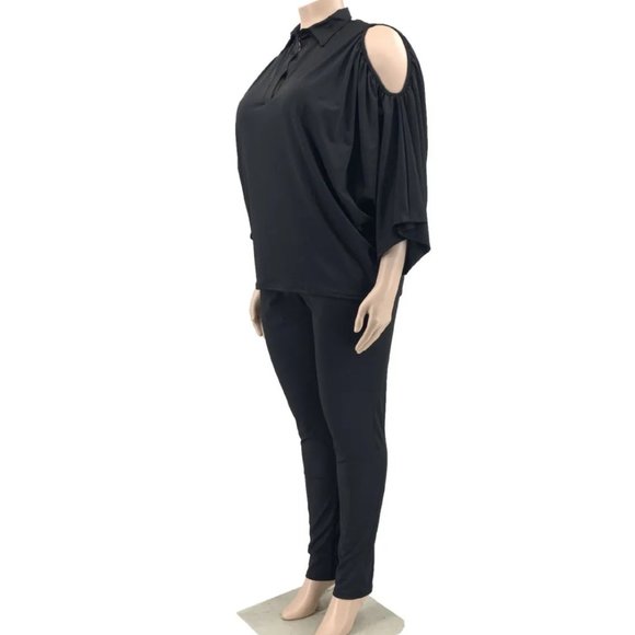 Women Solid Color V-Neck Long-Sleeved Top Casual Two-Piece Sets - Picture 7 of 16